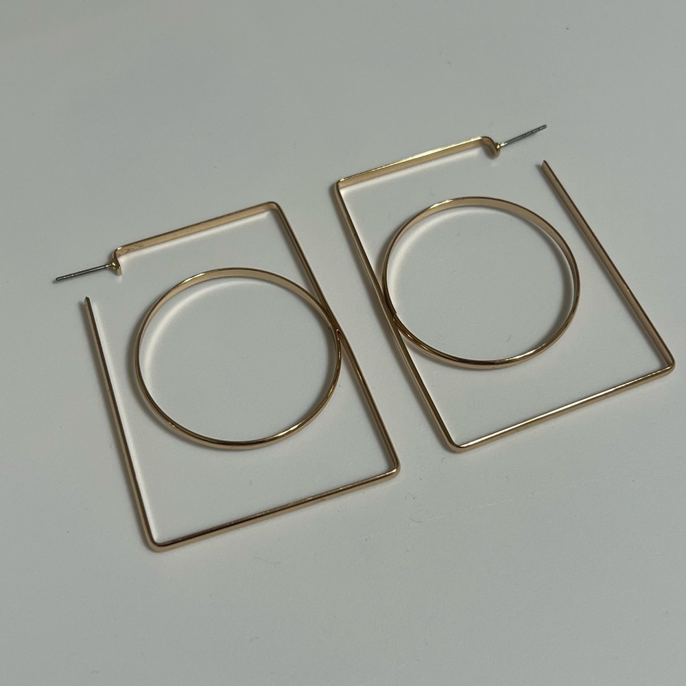 Minimalist Gold Geometric Square Hoop Earrings - Women Jewelry